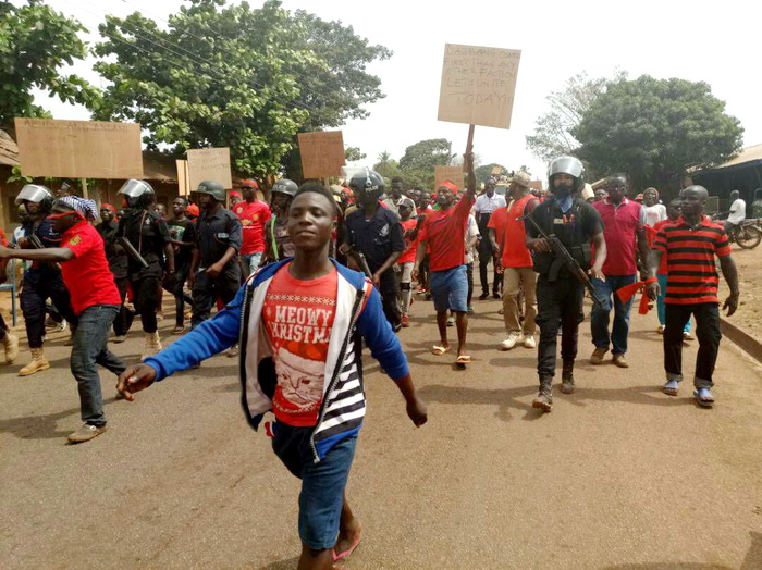 Some of the Dagbon youth demonstrating on the streets 